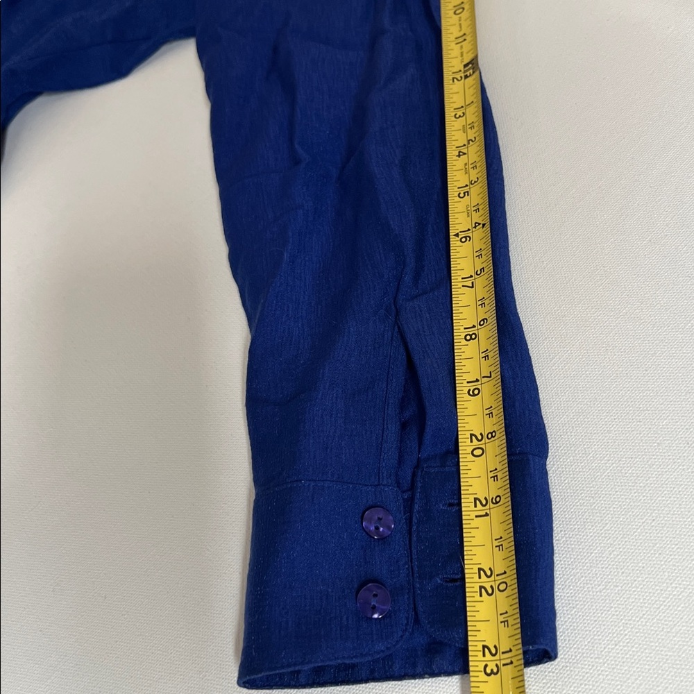 Coldwater Creek Royal Blue Button Down Ruffle Front Blouse - PL - Picture 10 of 10